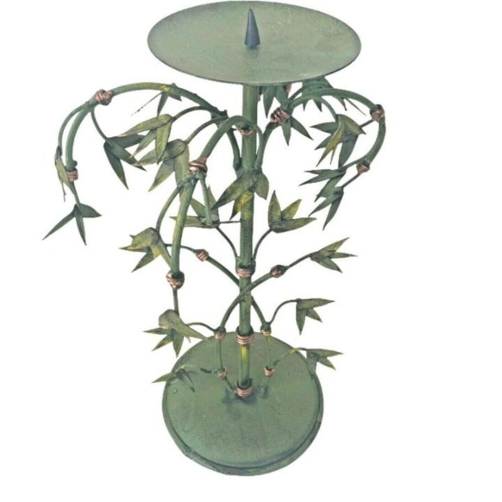 Vintage Green METAL BAMBOO LEAVES 14" Pi